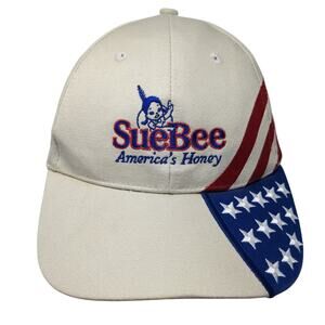 SueBee America's Honey Strapback Baseball Cap Beige One Size Patriotic Katl